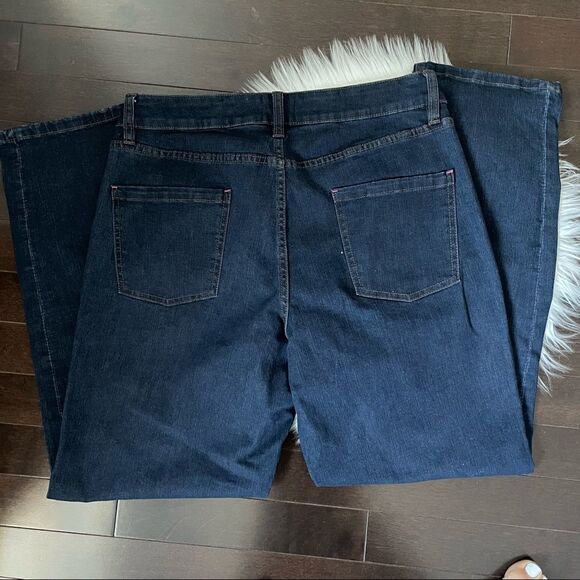 Pink Tartan Straight Leg Dark Denim Jeans Sz 10 - Picture 5 of 13